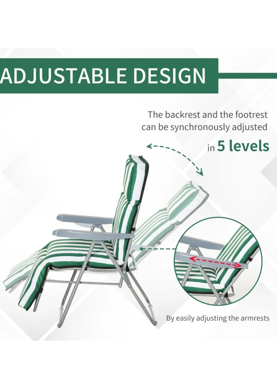 Outsunny Set of 2 Garden Patio Foldable Sun Recliners Loungers