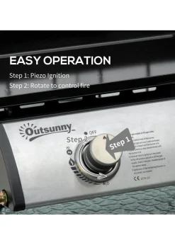 Outsunny Silver 6kW Portable Gas Plancha BBQ Grill