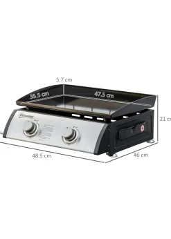 Outsunny Silver 6kW Portable Gas Plancha BBQ Grill