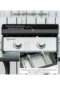 Outsunny Silver 6kW Portable Gas Plancha BBQ Grill