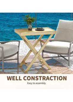 Outsunny Wooden Garden Table Outdoor Side Table Natural (68cmx44cmx75cm)