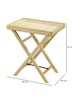 Outsunny Wooden Garden Table Outdoor Side Table Natural (68cmx44cmx75cm)