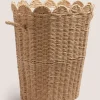 Oval Scallop Edge Woven Laundry Basket