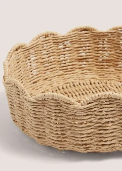 Oval Scallop Edge Woven Laundry Basket