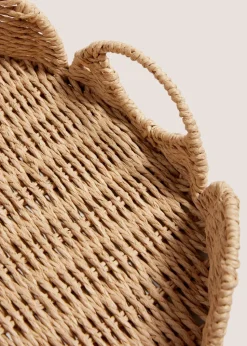 Oval Scallop Edge Woven Laundry Basket
