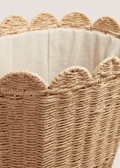 Oval Scallop Edge Woven Laundry Basket