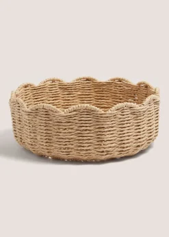 Oval Scallop Edge Woven Laundry Basket