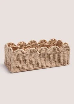 Oval Scallop Edge Woven Laundry Basket