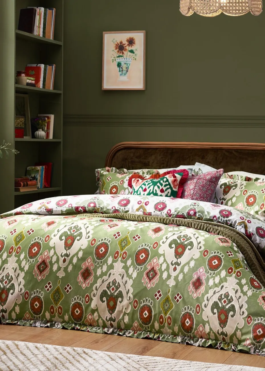 Paoletti 1973 Dawson Ikat Green Reversible Duvet Cover Set