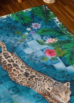 Paoletti Azure Blue Majorelle Printed Indoor/Outdoor Rug