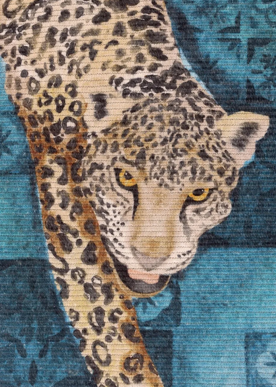 Paoletti Azure Blue Majorelle Printed Indoor/Outdoor Rug