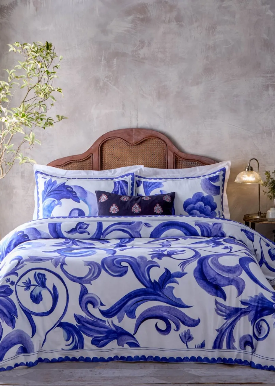 Paoletti Azzurro Printed Cotton Duvet Cover Set