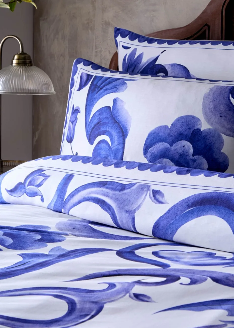 Paoletti Azzurro Printed Cotton Duvet Cover Set