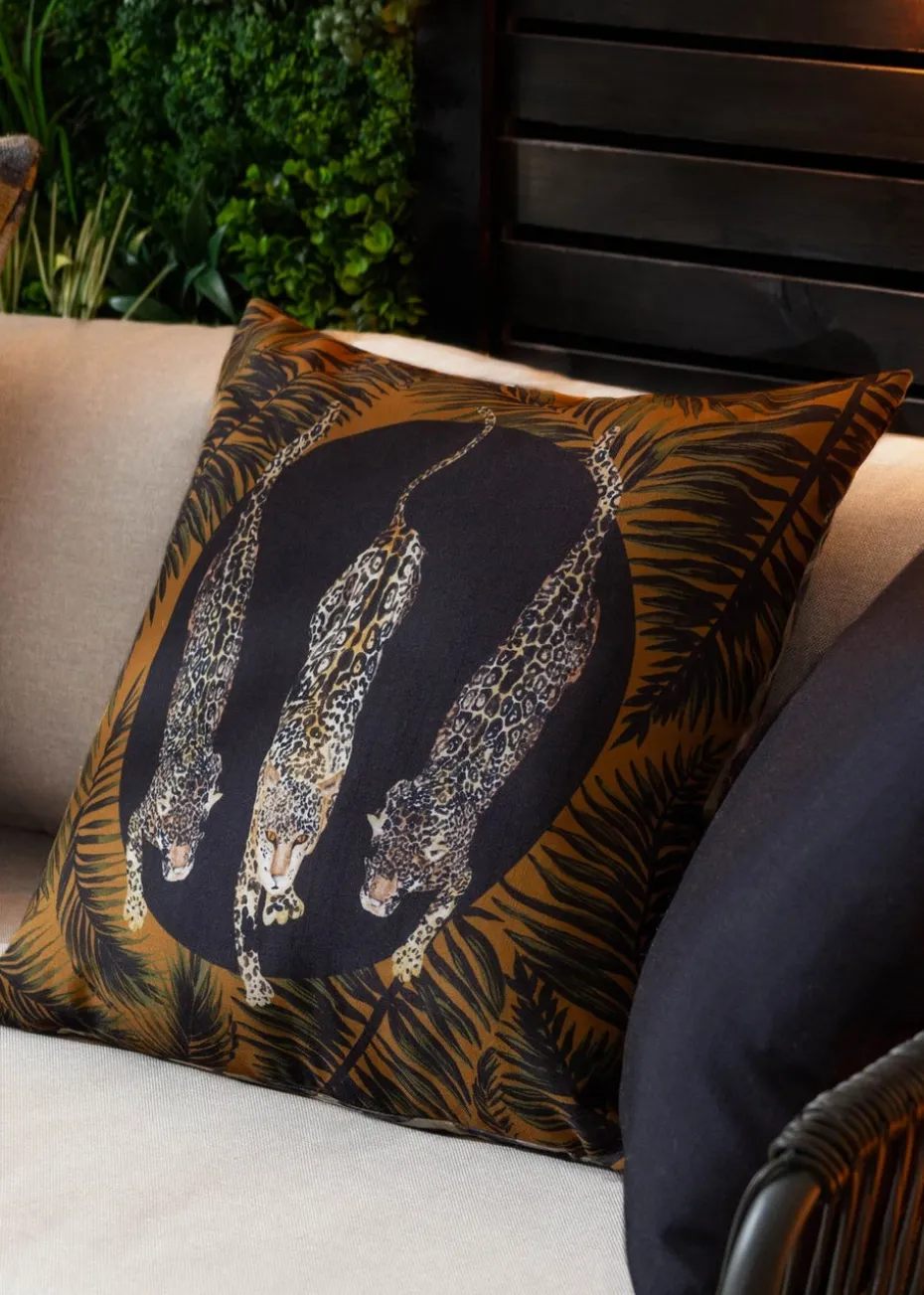 Paoletti Black/Gold Leopardis Trio Printed Outdoor Outdoor Cushion