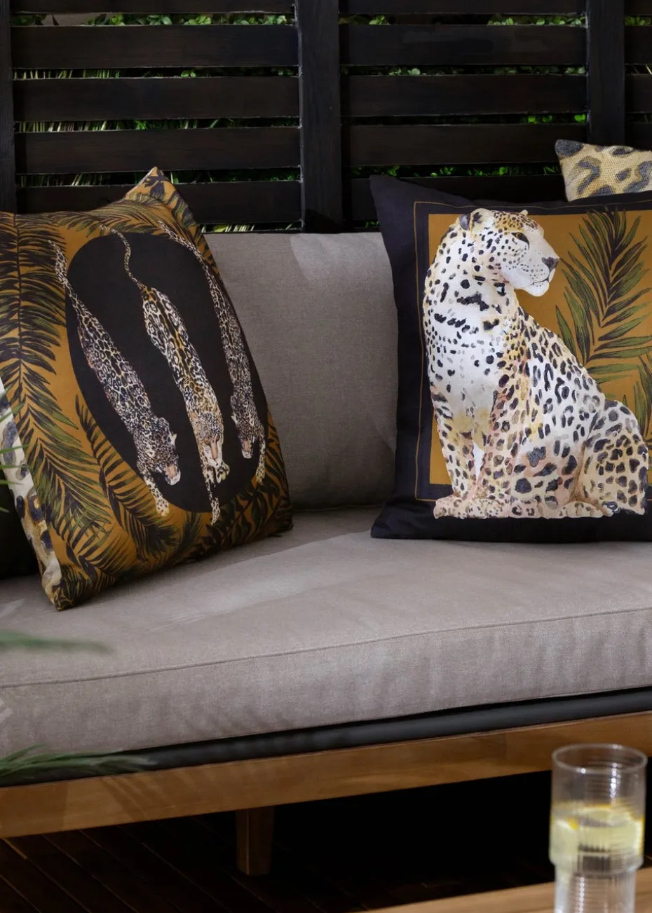 Paoletti Black/Gold Leopardis Trio Printed Outdoor Outdoor Cushion