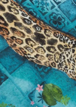 Paoletti Dark Blue Majorelle Leopard Outdoor Piped Outdoor Cushion