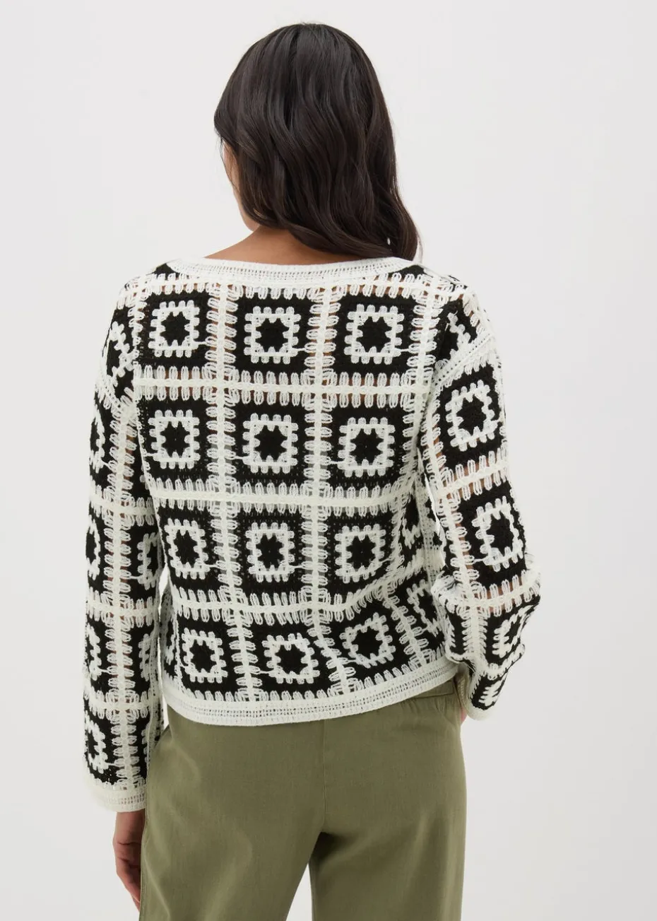 Papaya Petite Black Crochet Patchwork Jumper