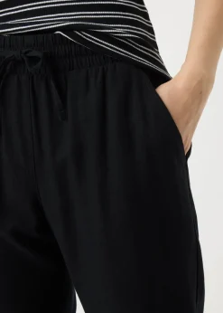 Papaya Petite Black Linen Blend Tapered Trousers