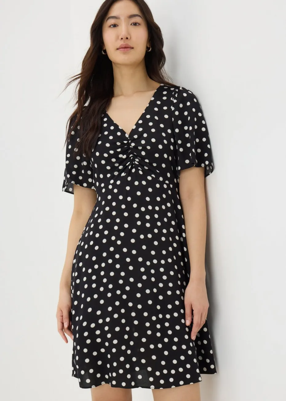 Papaya Petite Black Monochrome Spot Mini Tea Dress