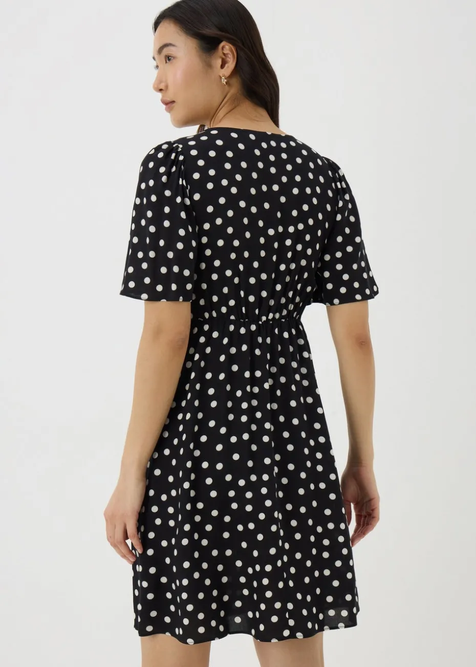 Papaya Petite Black Monochrome Spot Mini Tea Dress