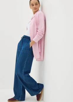 Papaya Petite Blue Dark Wash Wide Leg Comfort Fit Jeans