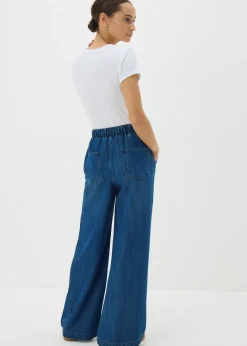 Papaya Petite Blue Dark Wash Wide Leg Comfort Fit Jeans