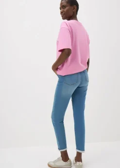 Papaya Petite Blue Light Wash Relaxed Fit Skinny Jeans