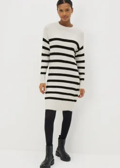 Papaya Petite Cream Stripe Knitted Mini Dress