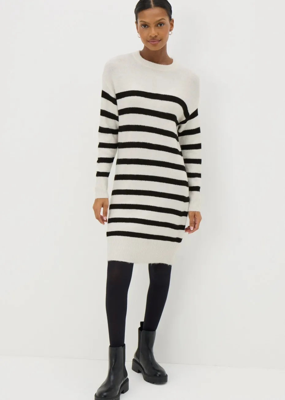 Papaya Petite Cream Stripe Knitted Mini Dress
