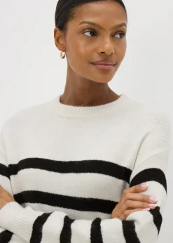 Papaya Petite Cream Stripe Knitted Mini Dress