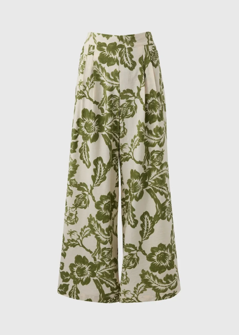 Papaya Petite Green Floral Print Wide Leg Trousers