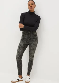 Papaya Petite Grey April Animal Skinny Jeans