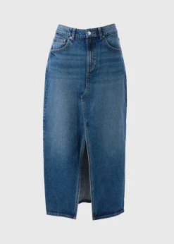 Papaya Petite Mid Wash Denim Midi Skirt