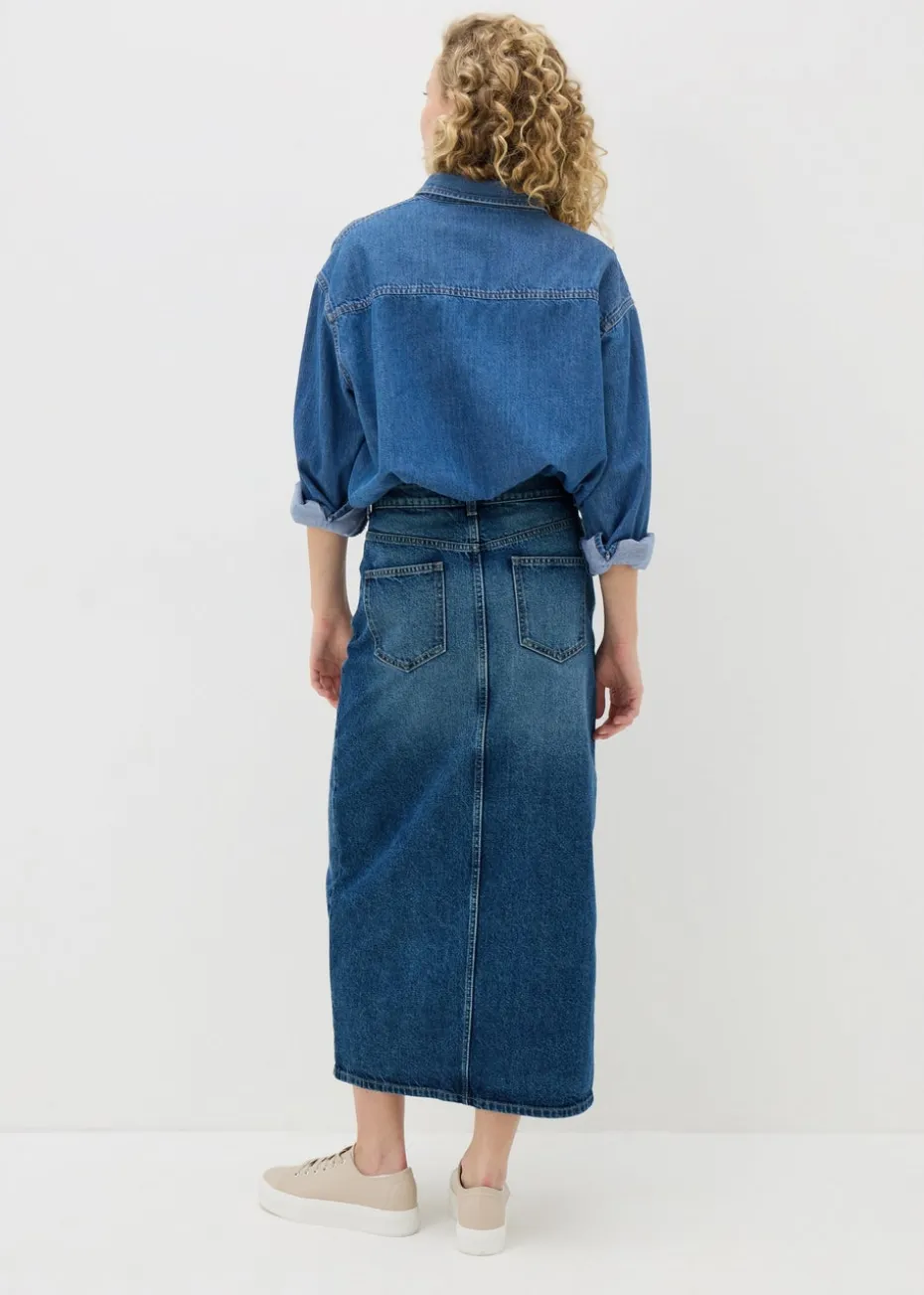 Papaya Petite Mid Wash Denim Midi Skirt