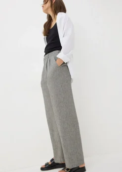 Papaya Petite Navy Stripe Linen Blend Wide Leg Trousers