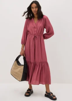 Papaya Petite Pink Raglan Shirt Midi Dress