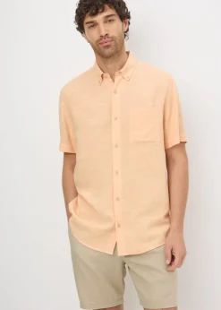 Peach Dyed Linen Blend Shirt