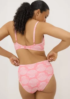 Peach Shell Print High Waisted Bikini Bottoms