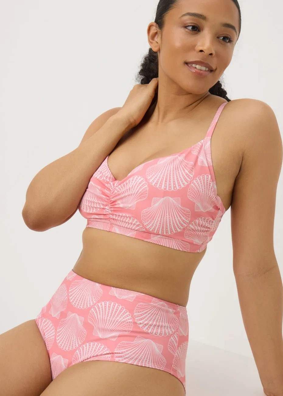 Peach Shell Print High Waisted Bikini Bottoms