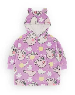 Peppa Pig Girls Purple Scattered Print Blanket Hoodie
