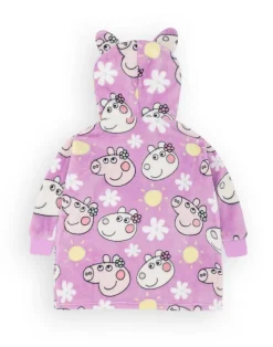 Peppa Pig Girls Purple Scattered Print Blanket Hoodie
