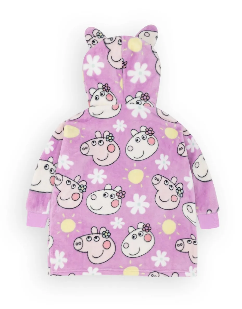 Peppa Pig Girls Purple Scattered Print Blanket Hoodie