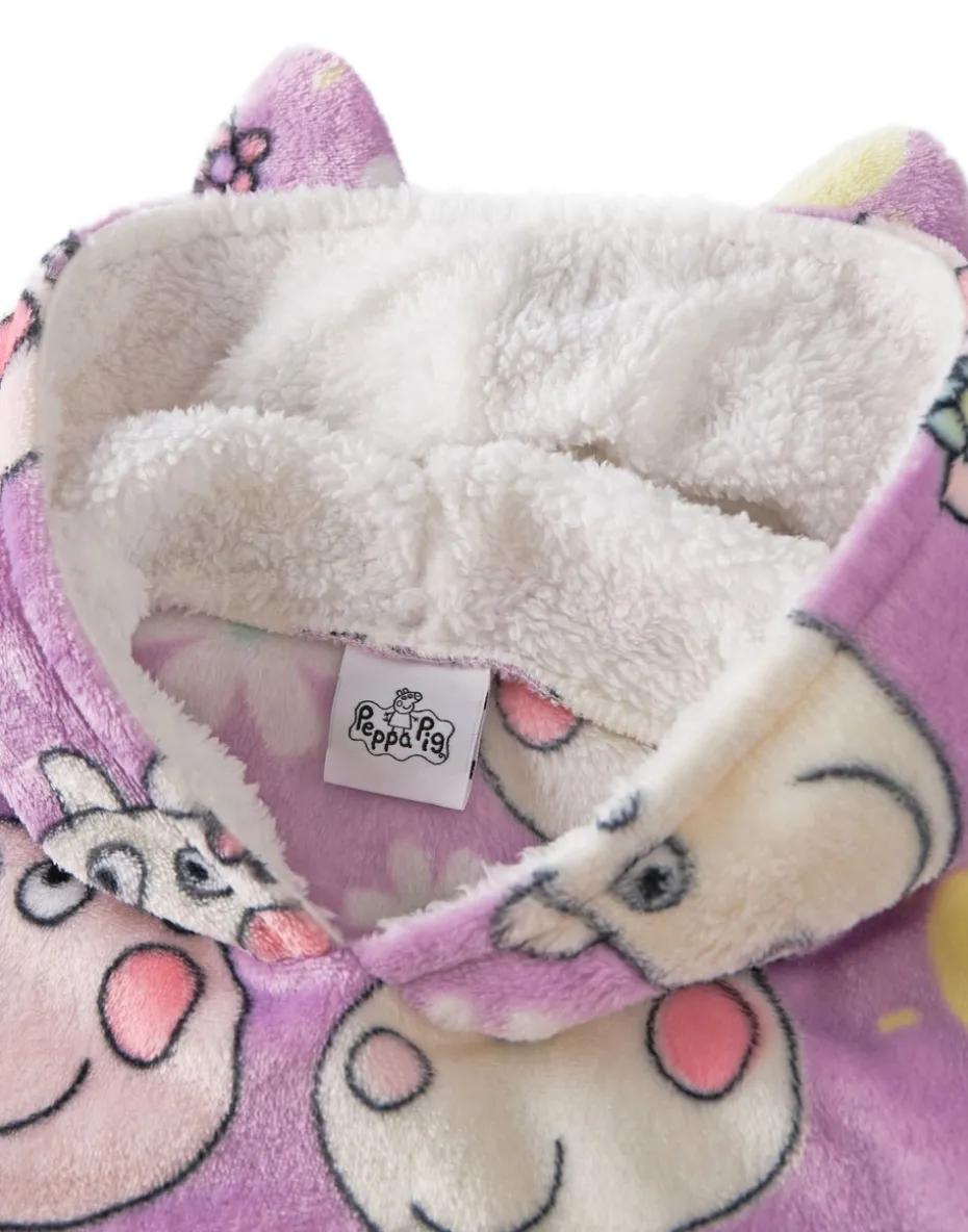 Peppa Pig Girls Purple Scattered Print Blanket Hoodie