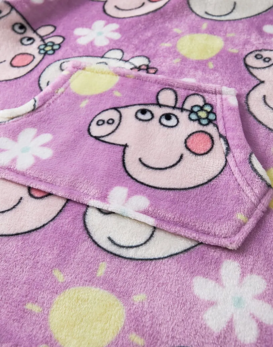 Peppa Pig Girls Purple Scattered Print Blanket Hoodie