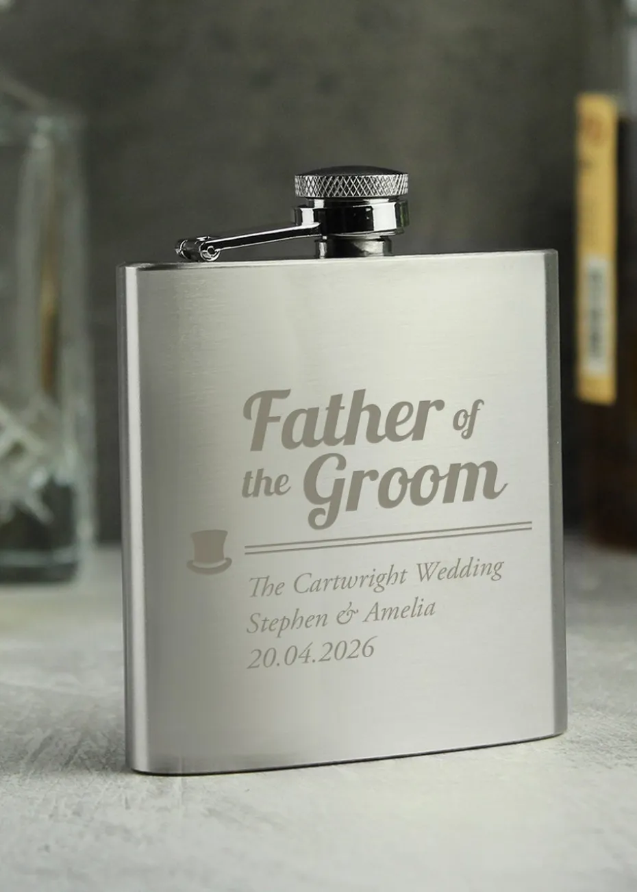 Personalised Father of the Groom Hip Flask
