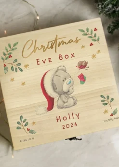 Personalised Memento Company Wood Winter Christmas Eve Tiny Tatty Teddy Large Keepsake Box