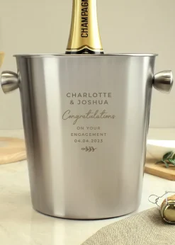 Personalised Memento Company Silver Free Text Stainless Steel Ice Bucket