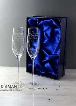 Personalised Memento Company Hand Cut Little Hearts Pair of Flutes with Gift Box