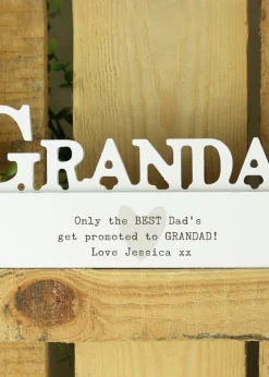 Personalised Memento Company White Wood Heart Grandad Ornament