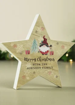 Personalised Memento Company Gonk Christmas White Wooden Star Ornament